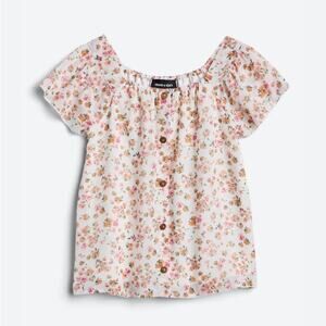Moon & Stars Floral Button Front Blouse Girls M 10-12 NWT